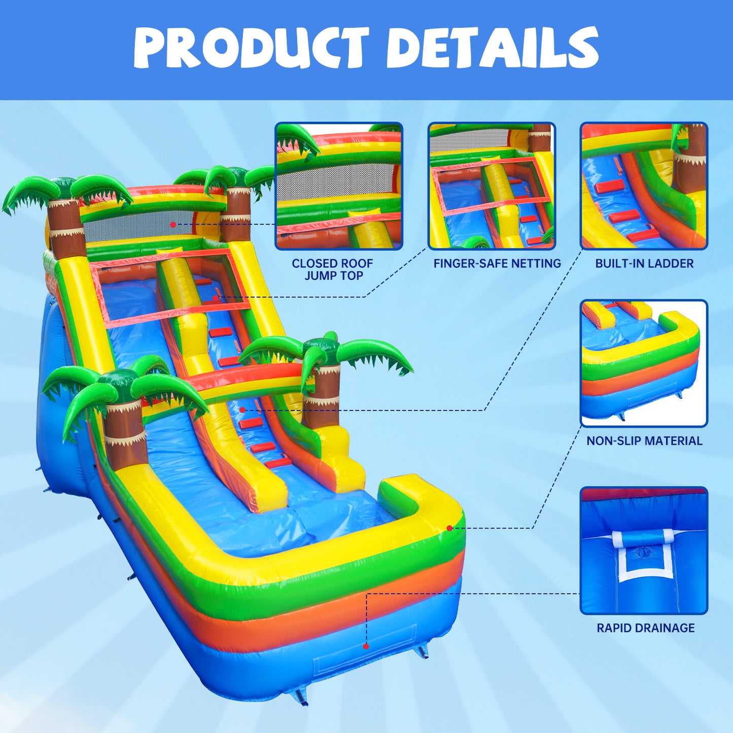 BIG WAVE - 13FT Tropical Paradise Wet/Dry Water Slide