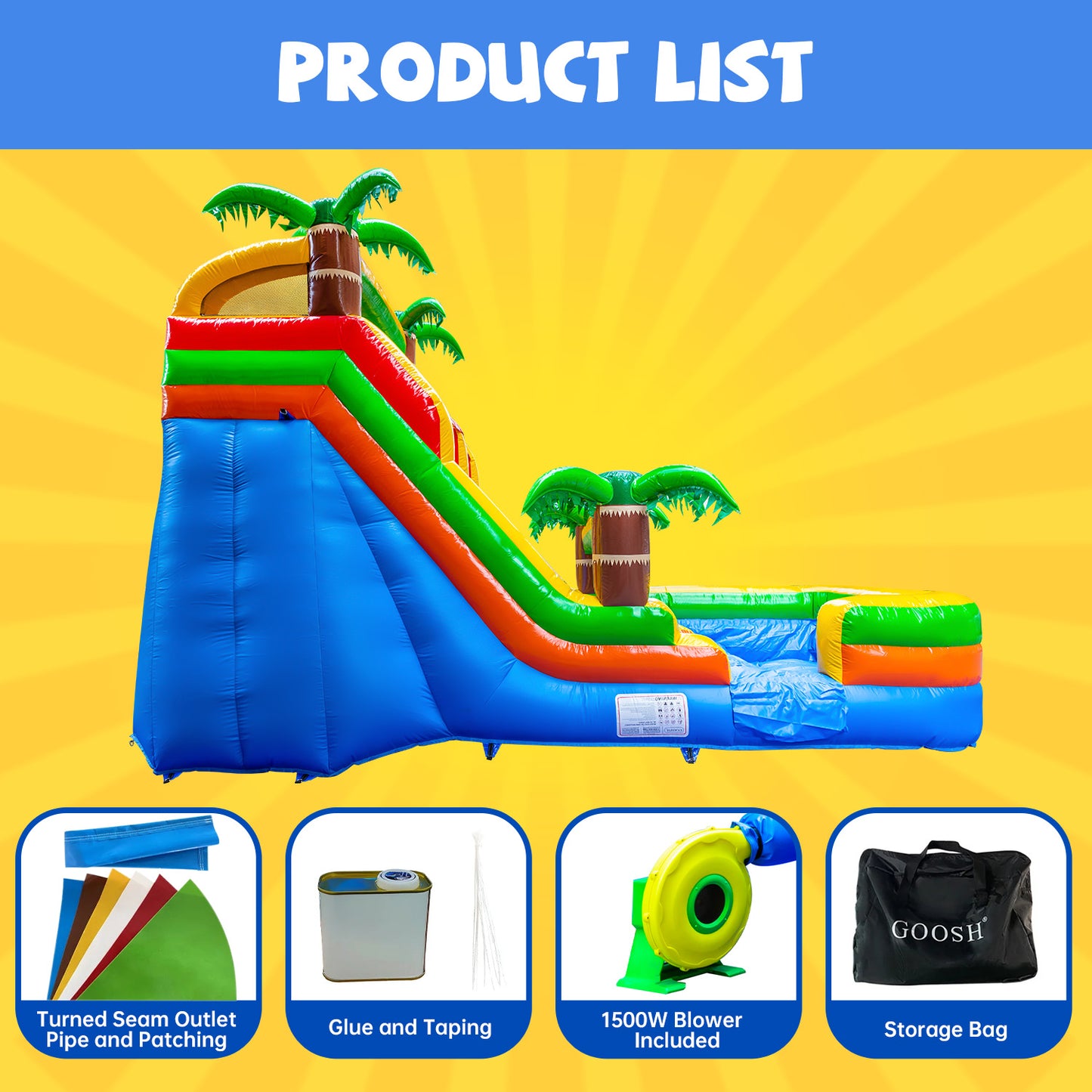 21' x 8.5' x 14'  Wet/Dry Tropical Oasis Commercial Inflatable Water Slide #11185