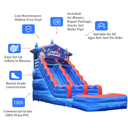 COMING Wet/Dry Happy Birthday Commercial Inflatable Water Slide 26' x 11' x 16' H #11154